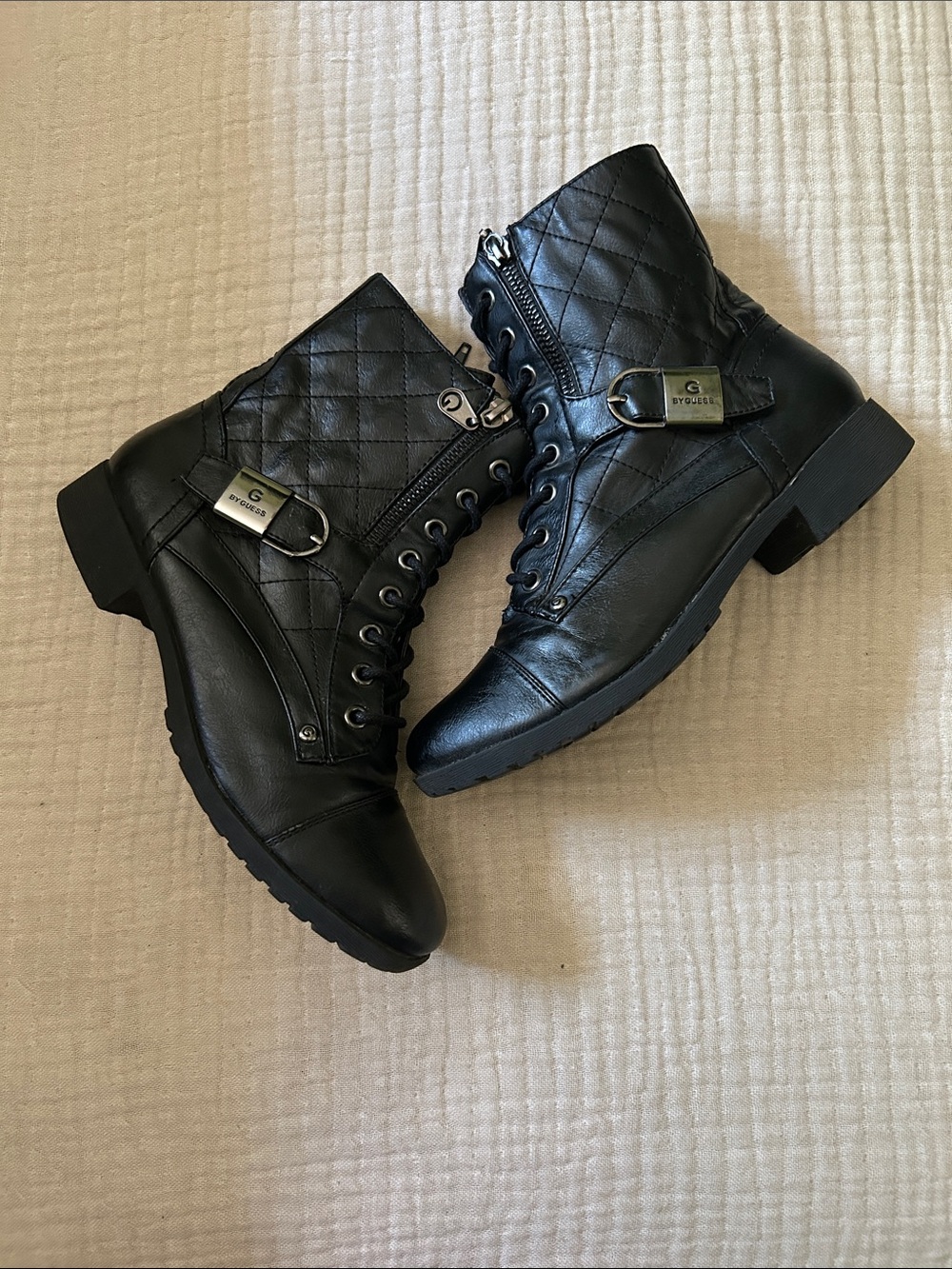 G by GUESS "Byson" Quilted Combat Boot Size 6.5